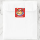Funny Spaghetti Text hinzufügen Quadratischer Aufkleber (Tasche)
