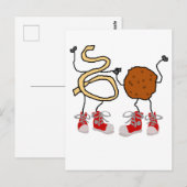 Funny Spaghetti und Meatballs Cartoon Postkarte (Vorne/Hinten)