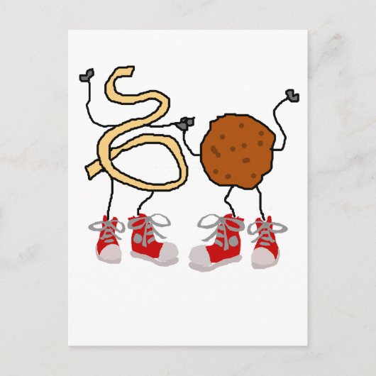 Funny Spaghetti und Meatballs Cartoon Postkarte (Vorderseite)