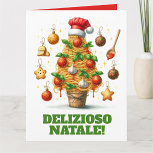Funny Spaghetti Weihnachtsbaum Delizioso Natale! Karte