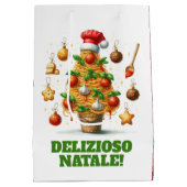 Funny Spaghetti Weihnachtsbaum Delizioso Natale! Mittlere Geschenktüte (Rückseite)