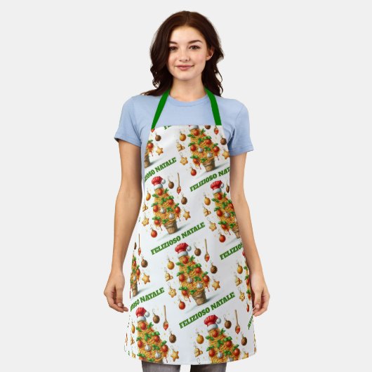Funny Spaghetti Weihnachtsbaum Delizioso Natale! Schürze (Getragen)