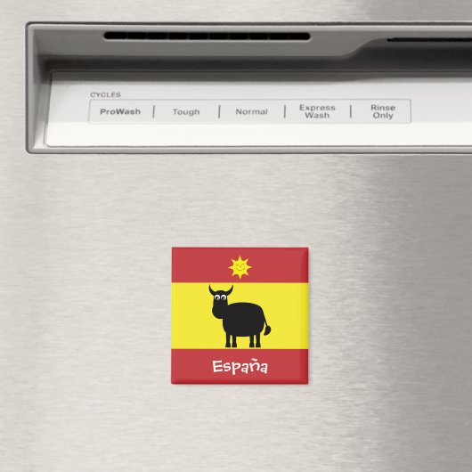 Funny Spanish Bull & Sun España Flag Magnet (In Situ (Geschirrspüler))