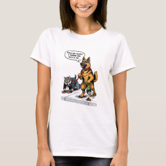 Funny Spanish Dog Walking Human Therian Comic T-Shirt