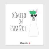 Funny Spanish Teacher Gift Dímelo en Español Llama Aufkleber (Blatt)