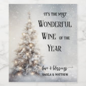 Funny Sparkling Snow Weihnachtsbaum Weinetikett (Einzelnes Label)
