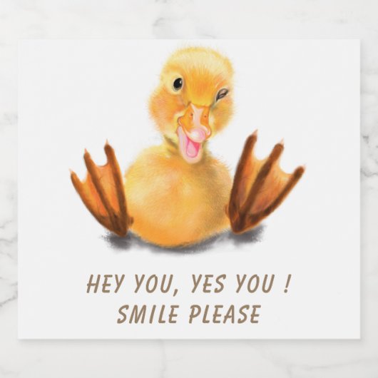 Funny Sparkling Wine or Wine Label Playful Duck - Schaumweinetikett (Einzelnes Label)