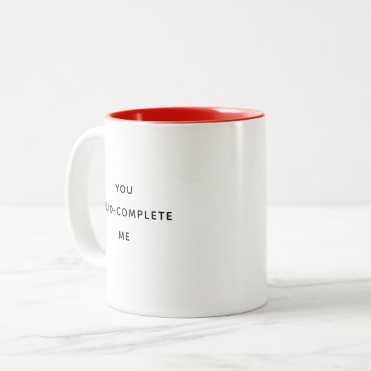 Funny Spaß Ihr Auto vervollständigt Me Valentinsta Zweifarbige Tasse (Vorderseite Links)