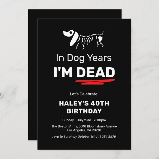 Funny Spaß Joke Dog Jahre 40. Erwachsene Geburtsta Einladung