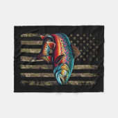 Funny Specklklk Brook Trout American Flag Fishing Fleecedecke (Vorderseite (Horizontal))