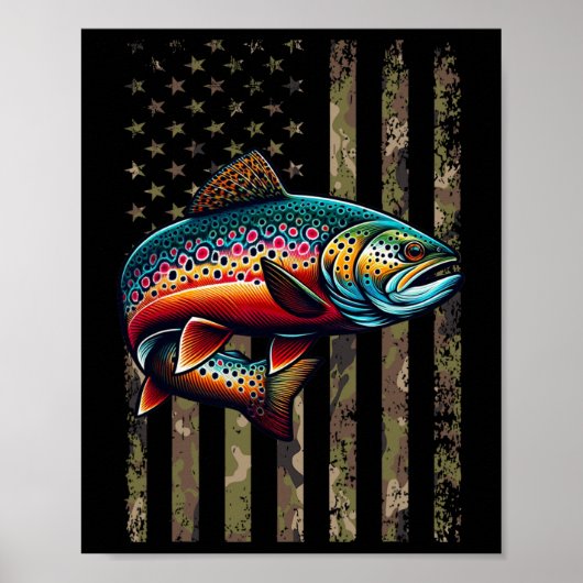 Funny Specklklk Brook Trout American Flag Fishing Poster (Vorne)