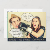 Funny Speech Bubble Save the Date Ankündigungspostkarte (Vorne/Hinten)
