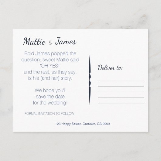 Funny Speech Bubble Save the Date Ankündigungspostkarte (Rückseite)