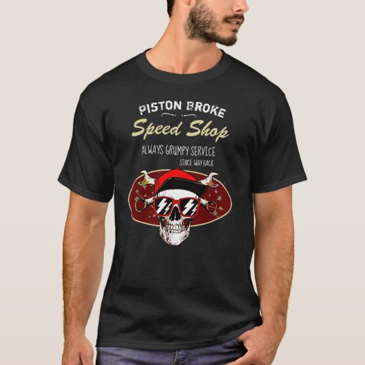 Funny Speed Shop Pistole Broke Grumpy Skull Typ T-Shirt (Vorderseite)