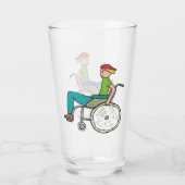Funny Speedy Rollstuhlbenutzer Glas (Rückseite)