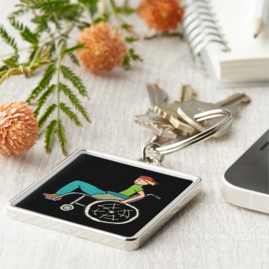 Funny Speedy Rollstuhlbenutzer Schlüsselanhänger (Seite)