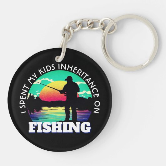 Funny Spent Vererbung Fishing Schlüsselanhänger (Rückseite)