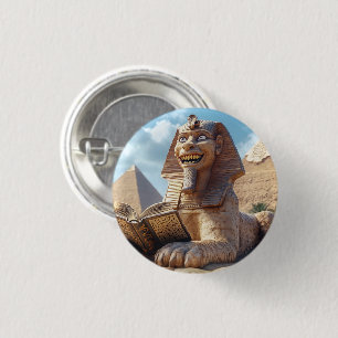 Funny Sphinx Statue Lesen antikes Buch in Ägypten Button
