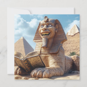 Funny Sphinx Statue Lesen antikes Buch in Ägypten Feiertagskarte