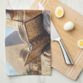 Funny Sphinx Statue Lesen antikes Buch in Ägypten Geschirrtuch (Viertel Falte)