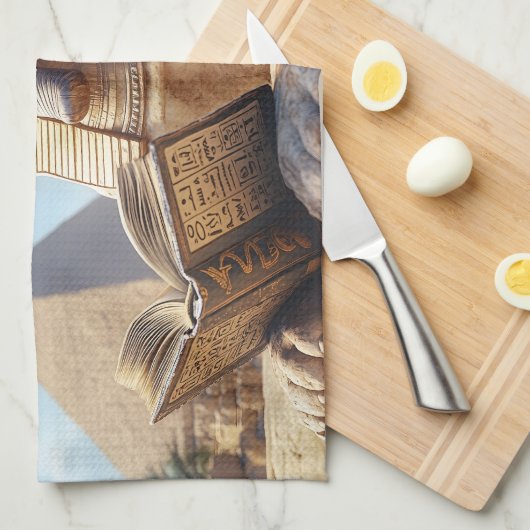 Funny Sphinx Statue Lesen antikes Buch in Ägypten Geschirrtuch (Viertel Falte)