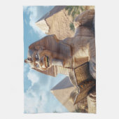Funny Sphinx Statue Lesen antikes Buch in Ägypten Geschirrtuch (Vertikal)