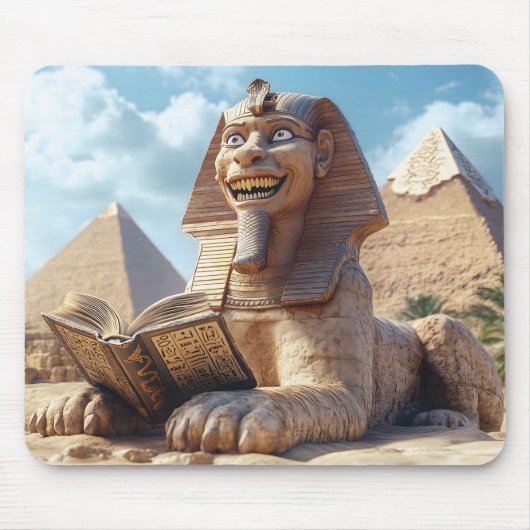 Funny Sphinx Statue Lesen antikes Buch in Ägypten Mousepad (Vorne)