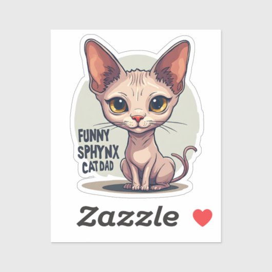 Funny Sphynx Cat Dad Cartoon Art Aufkleber (Blatt)