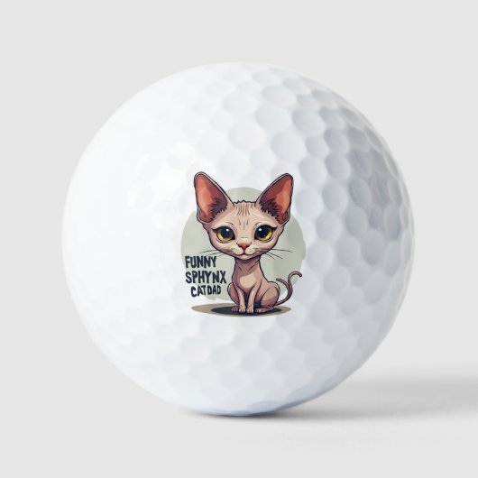 Funny Sphynx Cat Dad Cartoon Art Golfball (Vorderseite)