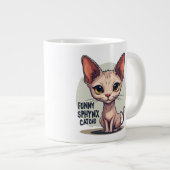 Funny Sphynx Cat Dad Cartoon Art Jumbo-Tasse (Vorderseite Rechts)