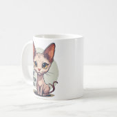 Funny Sphynx Cat Dad Cartoon Art Kaffeetasse (Vorderseite Links)