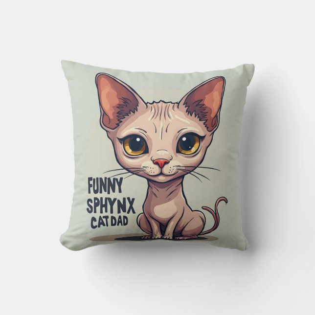 Funny Sphynx Cat Dad Cartoon Art Kissen (Vorderseite)