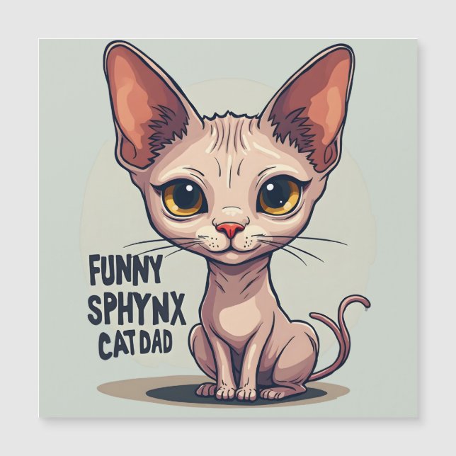 Funny Sphynx Cat Dad Cartoon Art Magnetkarte (Vorderseite)