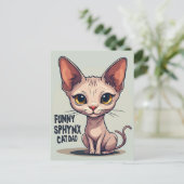 Funny Sphynx Cat Dad Cartoon Art Postkarte (Stehend Vorderseite)