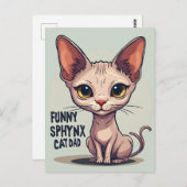 Funny Sphynx Cat Dad Cartoon Art Postkarte (Vorne/Hinten)