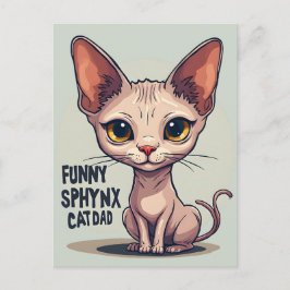 Funny Sphynx Cat Dad Cartoon Art Postkarte