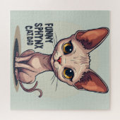 Funny Sphynx Cat Dad Cartoon Art Puzzle (Horizontal)