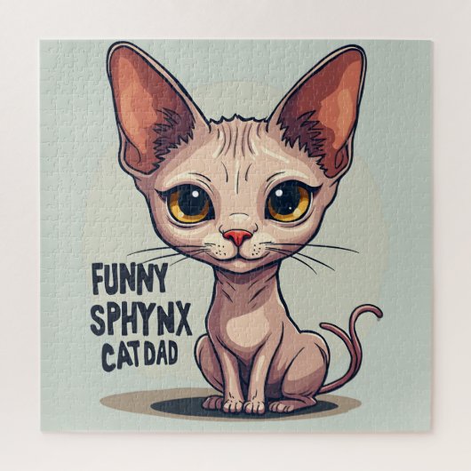 Funny Sphynx Cat Dad Cartoon Art Puzzle (Vertikal)