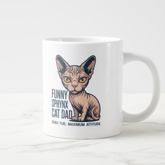 Funny Sphynx Cat Dad Illustration Jumbo-Tasse (Rechts)