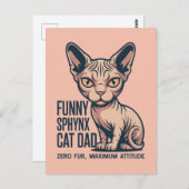 Funny Sphynx Cat Dad Illustration Postkarte (Vorne/Hinten)