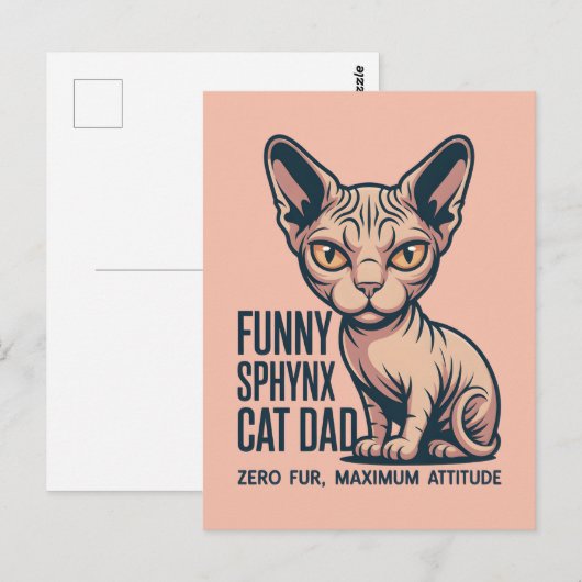 Funny Sphynx Cat Dad Illustration Postkarte (Vorne/Hinten)