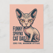 Funny Sphynx Cat Dad Illustration Postkarte (Vorderseite)