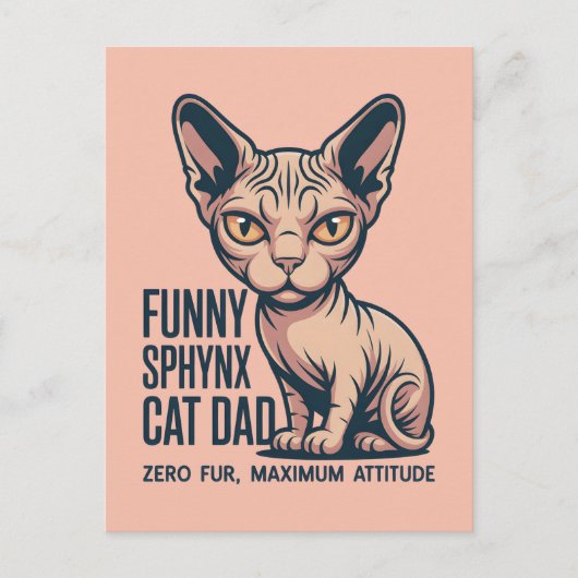Funny Sphynx Cat Dad Illustration Postkarte (Vorderseite)