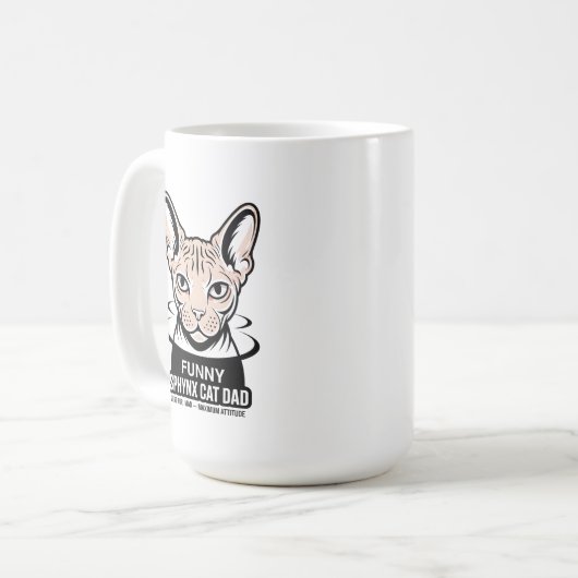 Funny Sphynx Cat Dad Vector Art Kaffeetasse (Vorderseite Links)