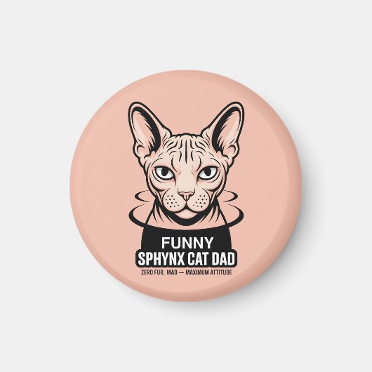 Funny Sphynx Cat Dad Vector Art Magnet (Vorne)