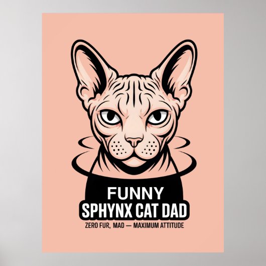 Funny Sphynx Cat Dad Vector Art Poster (Vorne)