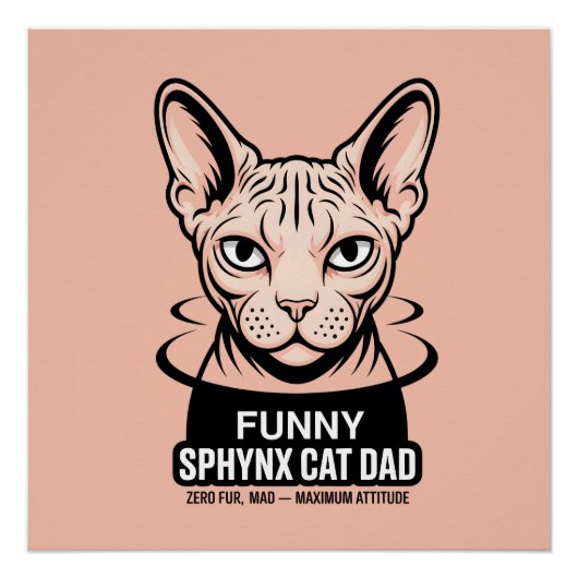 Funny Sphynx Cat Dad Vector Art Poster (Vorderseite)