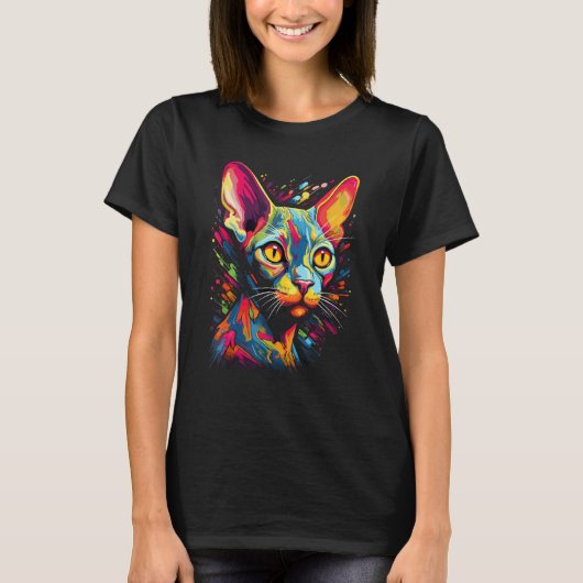 Funny Sphynx Cat, farbenfrohe Katze Sphynx Haarlos T-Shirt (Vorderseite)
