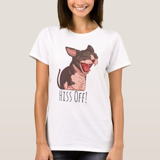 Funny Sphynx Cat Hiss Off Meow Cat Kitten T-Shirt (Vorderseite)