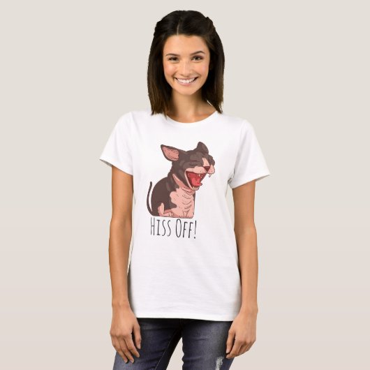 Funny Sphynx Cat Hiss Off Meow Cat Kitten T-Shirt (Vorne ganz)